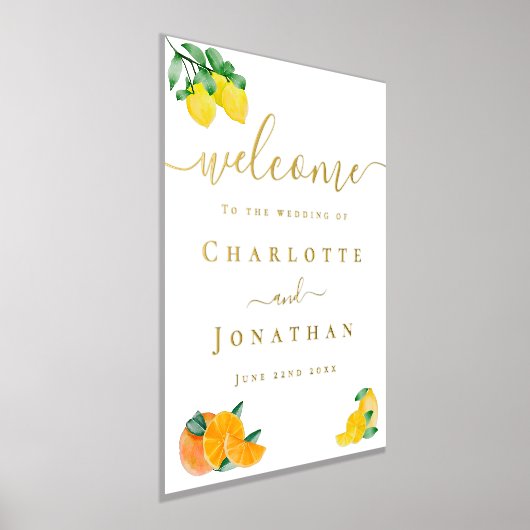 Citroen en Sinaasappel Citrus bruiloft welkom goud Folie Afdrukken (Laagn)