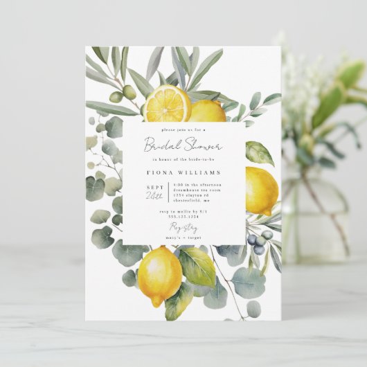 Citroen en Vrijgezellenfeest van olijven Kaart (Staand voorkant)