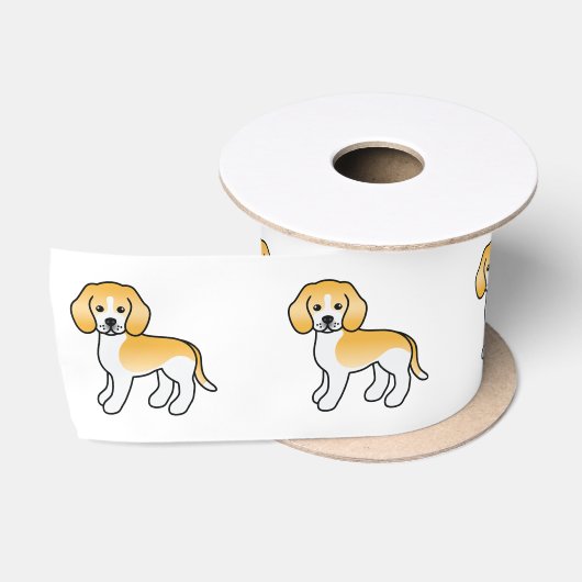 Citroen En Witte Beagle Schattige Cartoon Hond Satijnen Lint (Spoel)