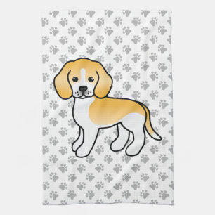 Citroen En Witte Beagle Schattige Cartoon Hond Theedoek