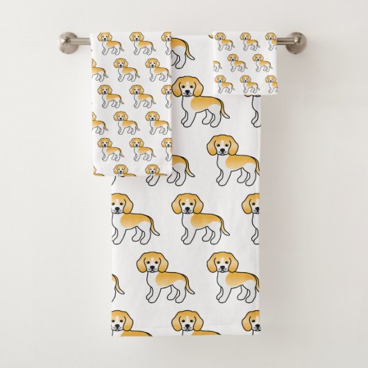 Citroen en Witte Beagle Schattigee Cartoon Dog Pat Bad Handdoek (Insitu)