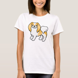 Citroen En Witte Japanse Chin Cartoon Hond T-shirt