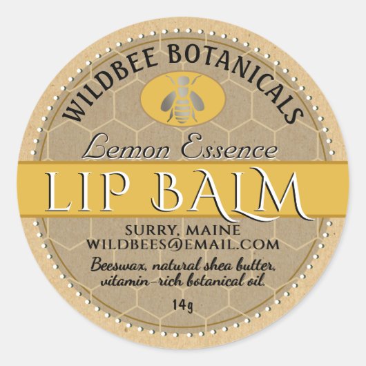 Citroen essentie Kraft bijenwas lippenbalsem gesti Ronde Sticker (Voorkant)