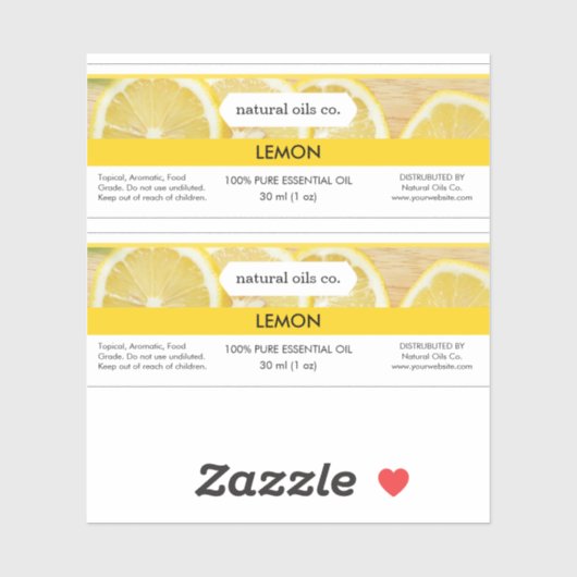 Citroen etherische oliën geur flesje label (Vel)