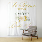 Citroen Eucalyptus Roos Elegant Script Bruidsmeisj Wandkleed (In situ)