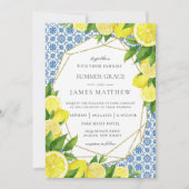 Citroen Foliage Mediterrane bruiloft uitnodiging (Voorkant)
