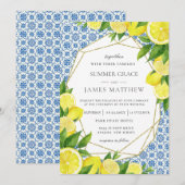 Citroen Foliage Mediterrane bruiloft uitnodiging (Voorkant / Achterkant)