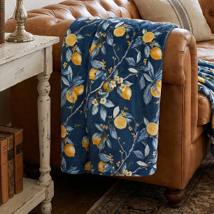 Citroen Frans Landelijk Citrus Patroon  Fleece Deken
