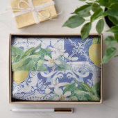 Citroen Franse boerderij blauw n witte Tegel Decou Tissuepapier (Geschenk)