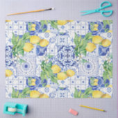 Citroen Franse boerderij blauw n witte Tegel Decou Tissuepapier (Craft)