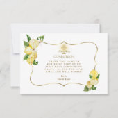 Citroen Fruit Bloemen Gouden Kruis Jongen Heilige  Bedankkaart (Voorkant)