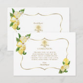 Citroen Fruit Bloemen Gouden Kruis Jongen Heilige  Bedankkaart (Voorkant / Achterkant)