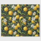 Citroen Fruit Blossom Art Painting Naadloos Patroo Cadeaupapier (Vlak)