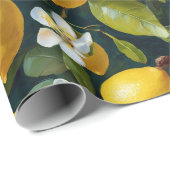 Citroen Fruit Blossom Art Painting Naadloos Patroo Cadeaupapier (Rol Hoek)