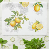 Citroen & Fruit Keukenhanddoek Wit Geel Grijs (Gevouwen)