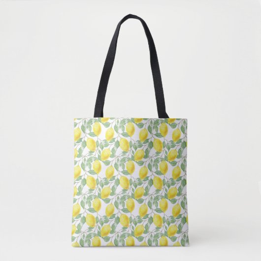 Citroen Fruit Patroon Geel en Groen Tote Bag (Voorkant)