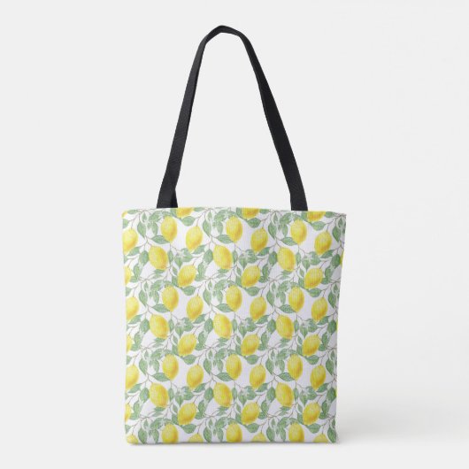 Citroen Fruit Patroon Geel en Groen Tote Bag (Achterkant)