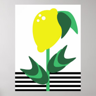 Citroen Fruit Tuin Plant Strepen       Poster