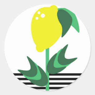 Citroen Fruit Tuin Plant Strepen Ronde Sticker