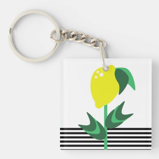 Citroen Fruit Tuin Plant Strepen Sleutelhanger (voorkant)