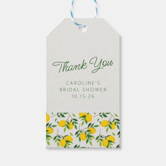 Citroen Fruitpatroon Aangepaste Bruidsontbijt Dank Cadeaulabel (Voorkant)