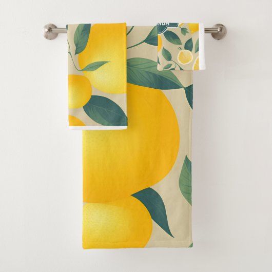 Citroen Geometrisch Kleurrijk Gepersonaliseerd Pat Bad Handdoek (Insitu)