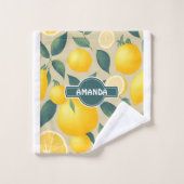 Citroen Geometrisch Kleurrijk Gepersonaliseerd Pat Bad Handdoek (Wasdoekje)