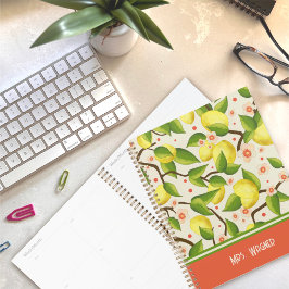 Citroen gepersonaliseerde naam Floral Teacher Planner