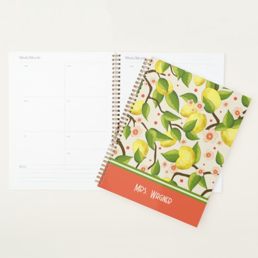 Citroen gepersonaliseerde naam Floral Teacher Planner (Display)