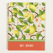 Citroen gepersonaliseerde naam Floral Teacher Planner (Voorkant)