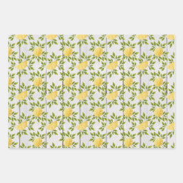 Citroen, geruite, groene stip inpakpapier vellen