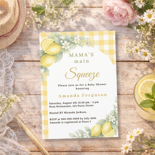 Citroen gingham hoofd squeeze Baby Shower Kaart