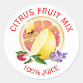 Citroen Grapefruit Citrus fruit Inblikken Fles Lab Ronde Sticker (Voorkant)