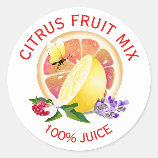 Citroen Grapefruit Citrus fruit Inblikken Fles Lab Ronde Sticker (Voorkant)