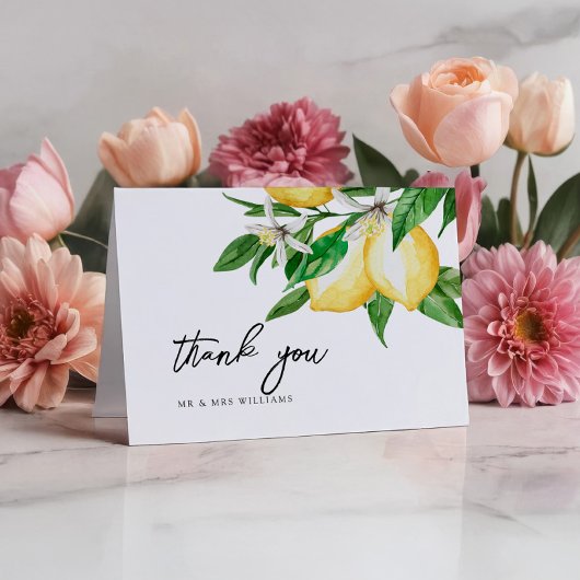 Citroen groen bruiloft dank u kaart