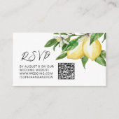 Citroen groen bruiloft QR Code RSVP Informatiekaartje (Voorkant)