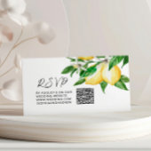 Citroen groen bruiloft QR Code RSVP Informatiekaartje