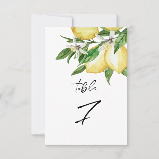 Citroen groen Bruiloft Tafelnummer (Voorkant)