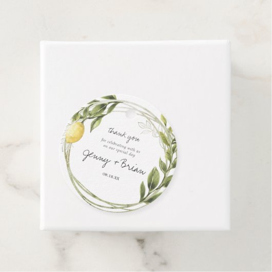 Citroen groen krans bruiloft dank u bedankjes labels (In situ)