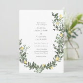 Citroen groen wijnstokken bruiloft kaart (Staand voorkant)