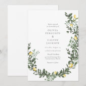 Citroen groen wijnstokken bruiloft kaart (Voorkant / Achterkant)