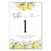 Citroen Groene Citrus Trouwtafel Nummers Kaart (Achterkant)