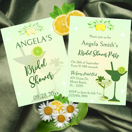 Citroen Groene Cocktail Party Vrijgezellenfeest Kaart