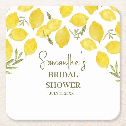 Citroen Groene Italianen Gele Olijf Bruidsfeest Kartonnen Onderzetters (Voorkant)