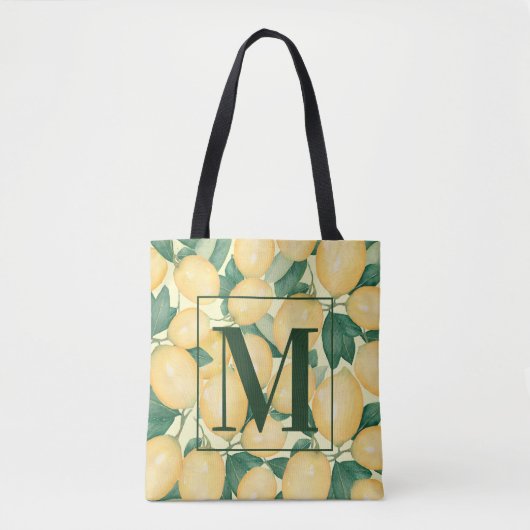 Citroen Groene Plant Monogram Tote Bag (Voorkant)