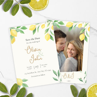 Citroen Groene Planten Save the Date Foto Achterka Kaart