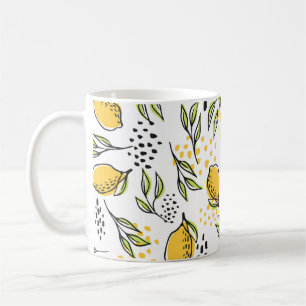 Citroen, groene takken: abstract patroon. koffiemok