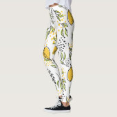 Citroen, groene takken: abstract patroon. leggings (Links)