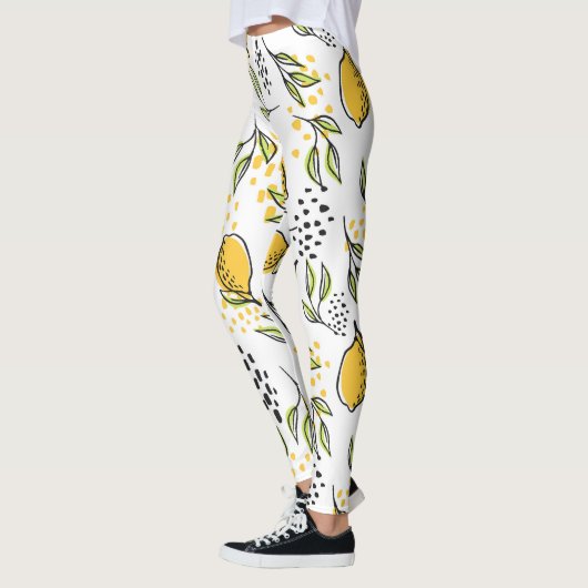 Citroen, groene takken: abstract patroon. leggings (Links)
