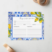 Citroen hoofd knijpen Vrijgezellenfeest Recept Kaa Notitiekaartje (Voorkant / Achterkant in situ)